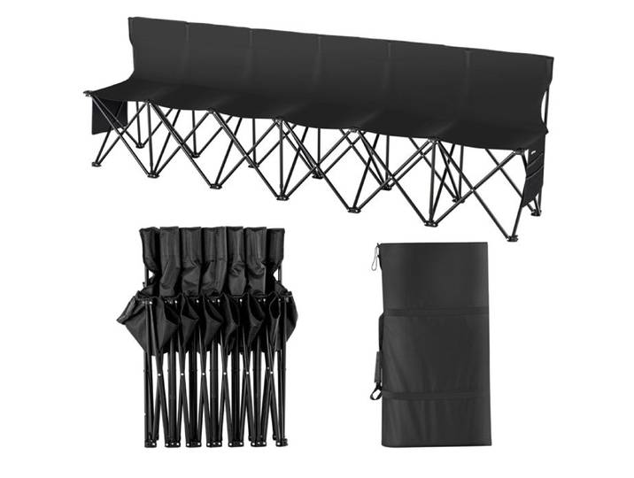 Banc Pliant Portable à 6 Places-VEVOR-Banc de Camping Pliable en Plein Air avec Sac de Transport-pour Pêche Football