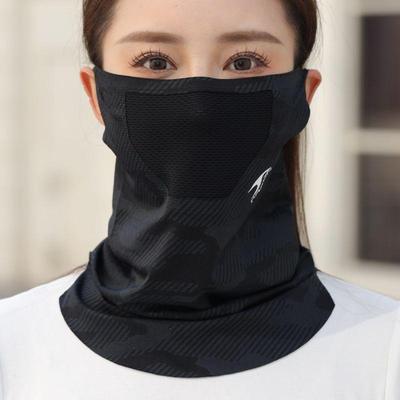 USA Free Shipping Shop Cooling Ice Silk UV Protection Face Mask With Brim For Cycling, Hiking & Outdoor Sun Protection black