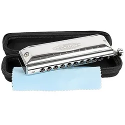Cascha HH 2272 Chromatische Mundharmonika – 10 Löcher – 40 Töne – C4 bis F#6 (Mundharmonika, Chromatisch), Blasinstrumente, Silber
