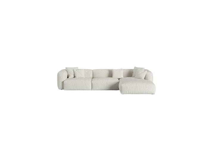 Modulares, 4-Sitzer Design Ecksofa „Martina“ Bouclé Greige Melange Micadoni