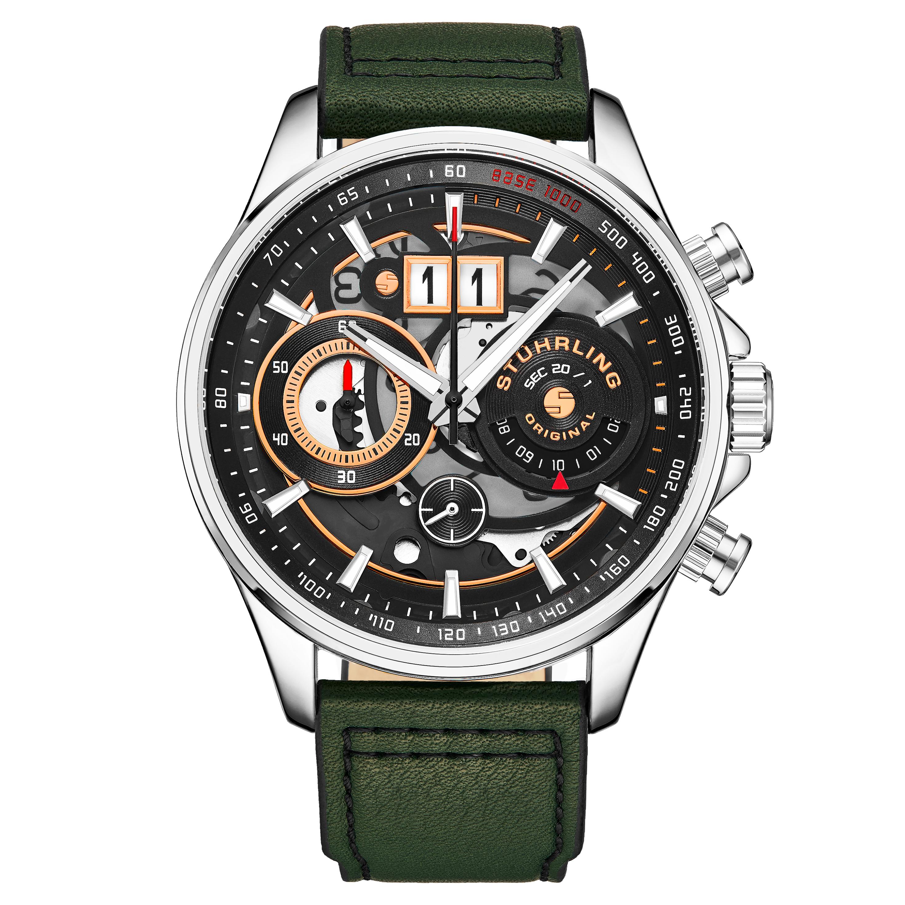Grün und Silber Ace Aviator Chronograph & Tachymeter Quarz 45mm