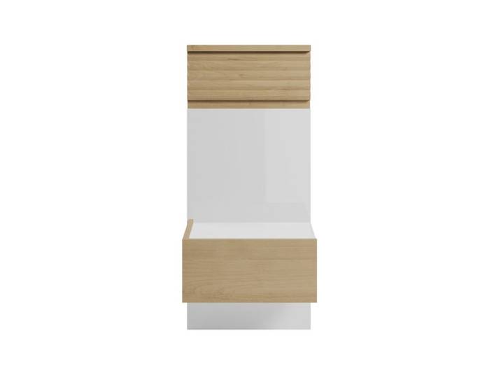 Chevet suspendu ELLIE imitation châtaignier + blanc