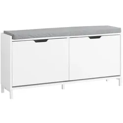 SoBuy Schuhbank mit 2 Türen Weiß 105x24x52cm Funktional