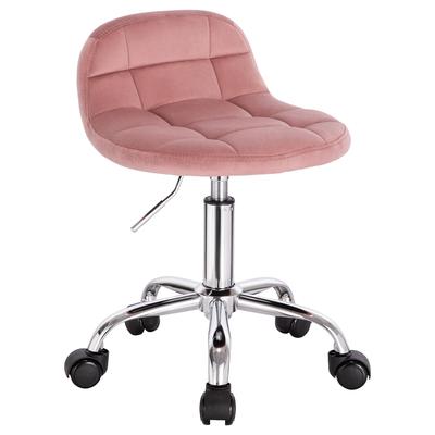 MODFU Bürohocker Samt Rosa, höhenverstellbar, drehbar mit Rollen