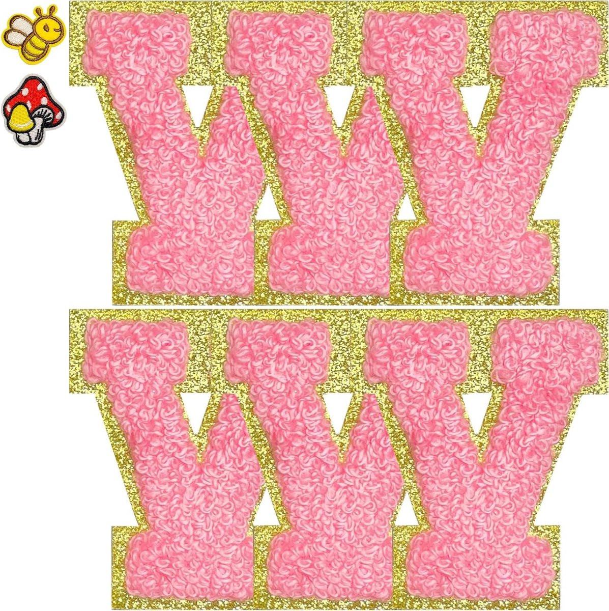 Chenille Letter Patches Roze - Opstrijkbare Glitter Borduur Letters - 5,5 cm