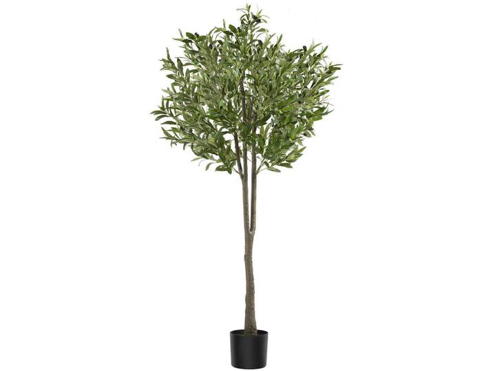 tectake Künstlicher-Olivenbaum Oleand, stabiler Kunststoff-Blumentopf, grün, Grün, 150 cm, Dekoration, Blumen & Blumentöpfe, Kunstpflanzen