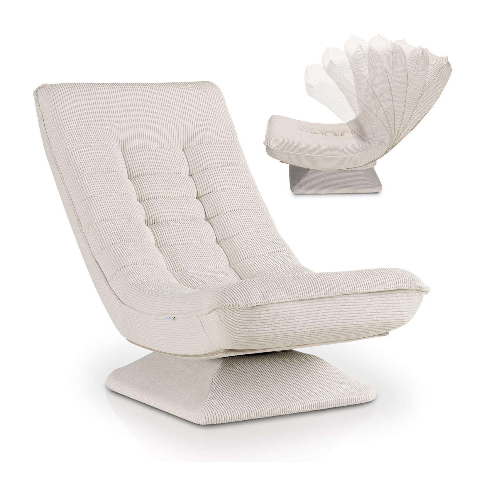 Juskys Relaxsessel Korsika - ergonomisch, 360° drehbar, 5-lagige Polsterung, klappbar - Cord Beige