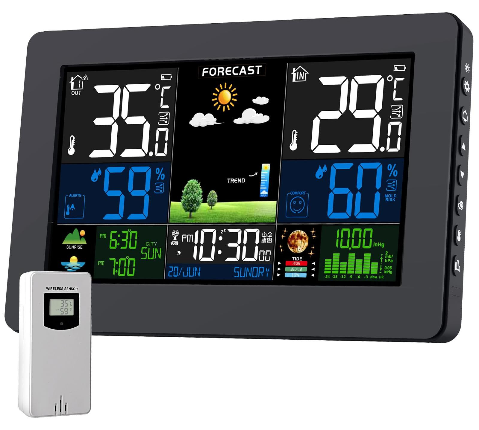Selius Draadloos weerstation met buitensensor, kleurendisplay, thermometer en hygrometer