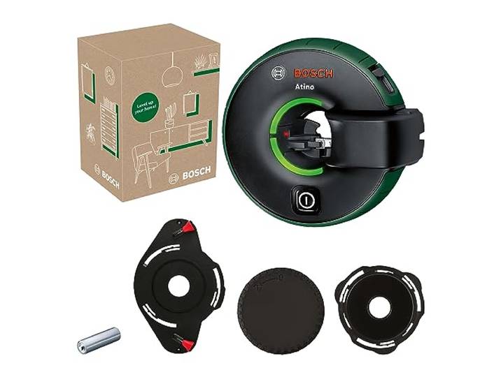 Bosch Home and Garden mètre laser ligne Atino 2ème gén. avec mètre ruban verrouillable et amovible (alignements à l’horizontale/à la verticale\, sur surfaces rugueuses et lisses\, livré dans un carton)