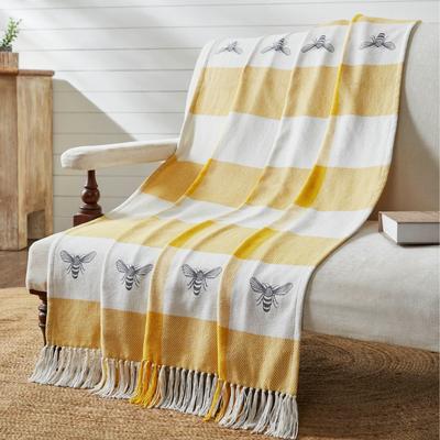 VHC Brands Buzzy Bees Woven Throw 50x60