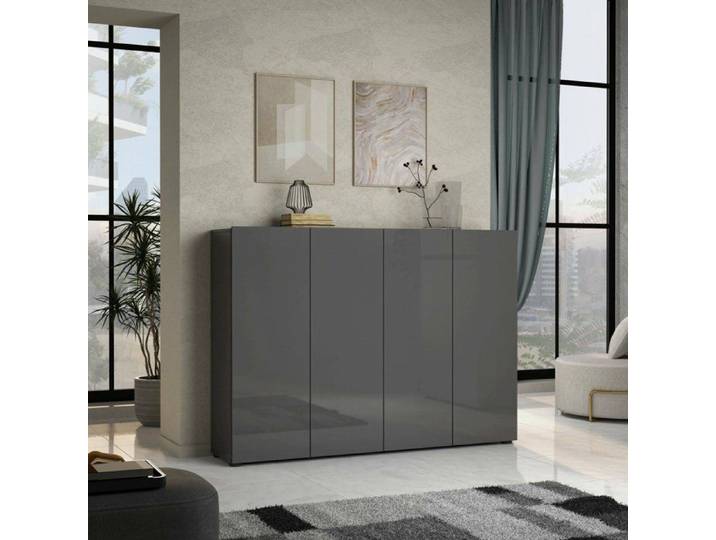 Meuble à chaussures Ddragusi - Dmora - Mélaminé - Anthracite 160x34h115 cm