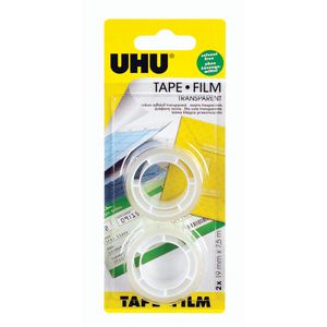 UHU Klebeband 45980, Tape Film, 19mm x 7,5m, transparent, Kern-Ø 26mm, 2 Stück