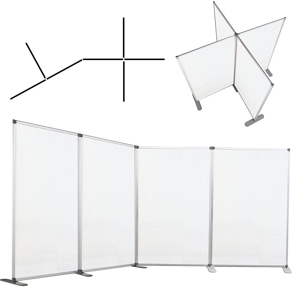 Modul-Trennwand, transparent, HxBxT 1850 x 1250 x 500 mm, Alurahmen, mit Füßen SMIT VISUAL