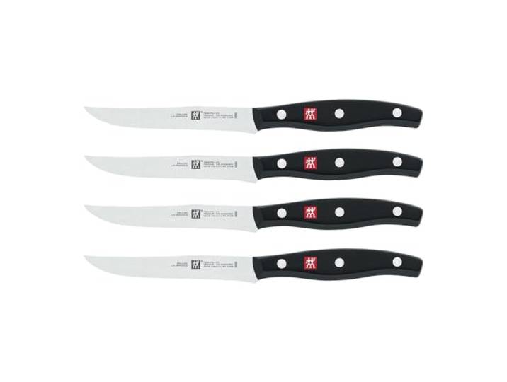ZWILLING Twin Pollux Steak Messerset 4-teilig, Rostfreier Spezialstahl, Griff mit Nieten, Schwarz