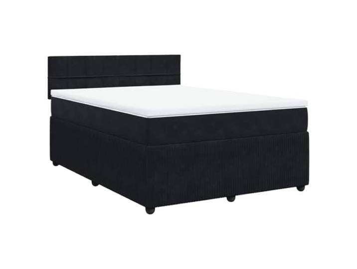 vidaXL Boxspringbett mit Matratze Schwarz 140x200 cm Samt