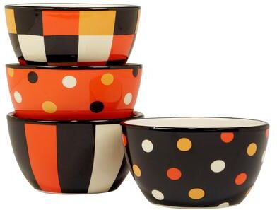 "Certified International Spooky Halloween 5.5"" Ice Cream/Dessert Bowl, Set of 4 - 24 oz."