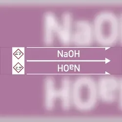 Rohrleitungskennzeichen NaOH - 33000x90 mm Folie selbstklebend