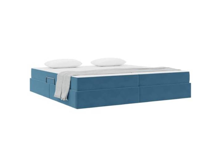 KTHLBRH Boxspringbett mit Matratze, Dunkelblau, 200 x 200 cm Luxuriöser Samt, Metallgestell, hydraulischer Heber, max. 280 kg