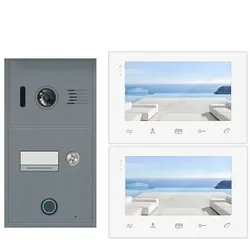 Fingerprint Video Türklingel Türsprechanlage Bluetooth BX1F Anthrazit und 2x Monitor BX7 - 2 Draht Technik 170 Grad Winkelkamera