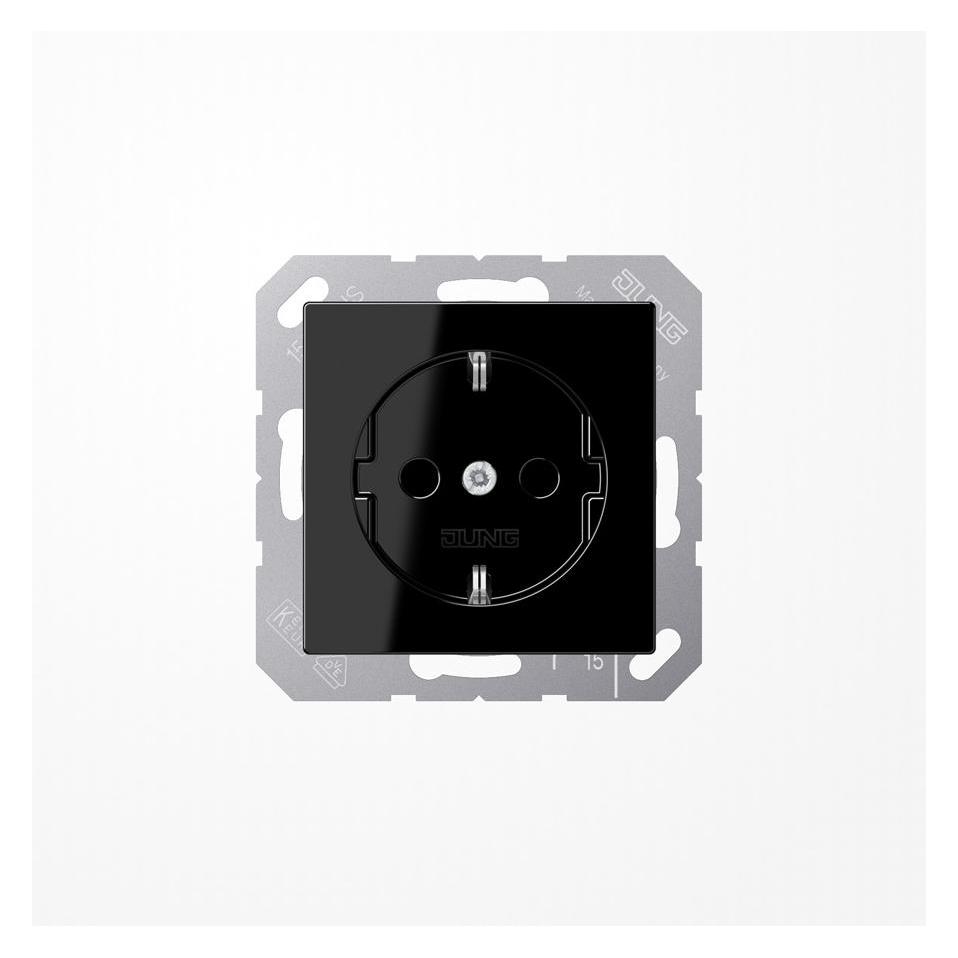 JUNG SCHUKO Steckdose, 16 A 250 V , ohne Krallen, Thermoplast, Serie A, schwarz A1520NBFSW (A1520NBFSW)
