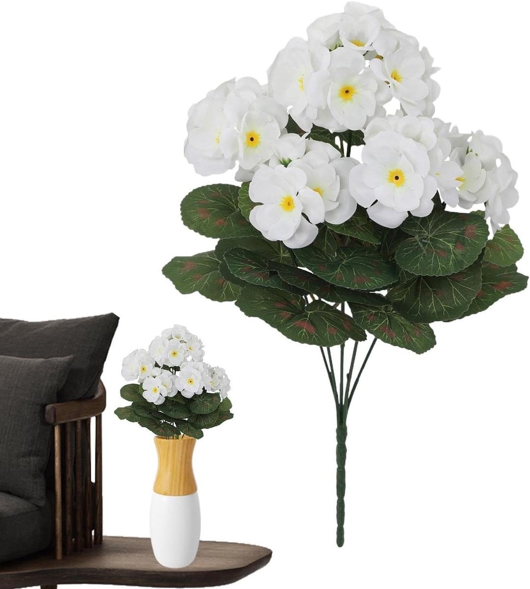 50 stuks Kunstbloemen Geranium - Wit - Realistische Decoratieve Planten