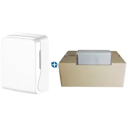 Handtuchspender für 600 Blatt im Set mit 5000 Blatt Falthandtücher 25x23cm, 1-lagig Natur