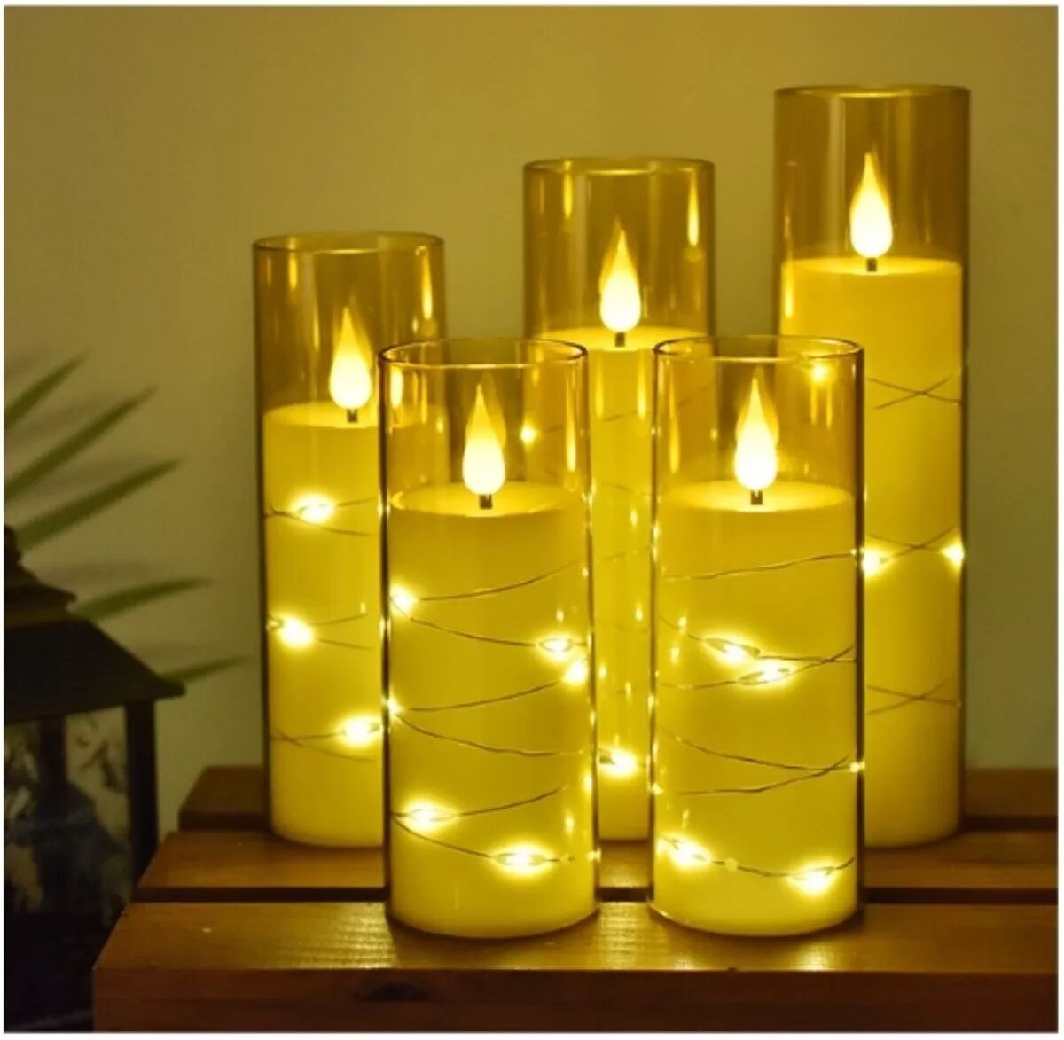 INF LED Flammenlose Kerzen Set mit Fernbedienung (5 Stk.) - Gold, Batteriebetrieben