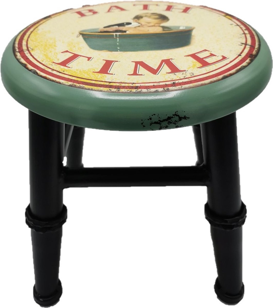 Vintage IJzeren Plantentafel Bath Time - Hoogte: 26,5 cm