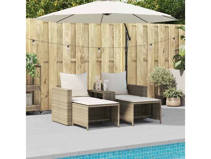 BEST HOME Meuble de jardin moderne - Salon de jardin 5 pcs avec coussins empilable beige polyrotin FR497021