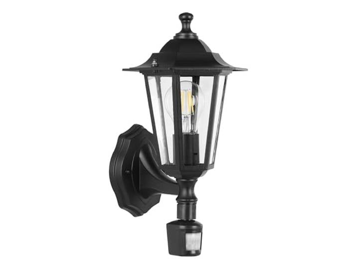 EGLO Lampe murale extérieure LATERNA 4\, luminaire extérieur à flamme avec détecteur de mouvement\, applique murale à capteur en fonte d'aluminium et verre\, couleur : noir\, douille : E27\, IP44