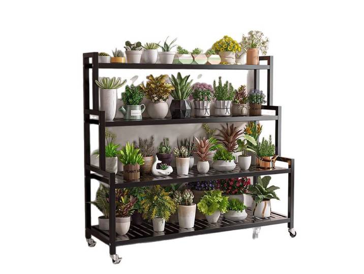 Support de fleurs en fer forgé, support de balcon du sol au plafond pour salon, support de pot de plantes multicouche étagé