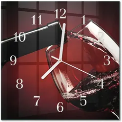WANDUHR aus Glas 30x30 cm - Weinglas