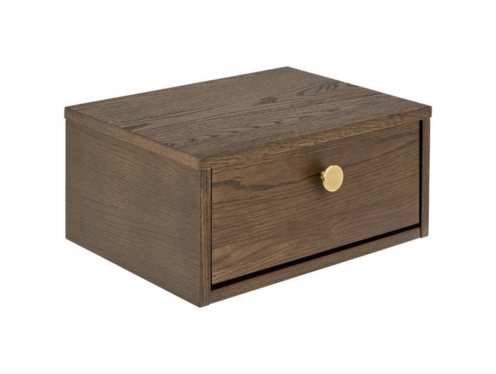 Nachtschrank, Eiche Dunkel, 40x18x30 cm, Metall, 1 Schublade, Hängend, MID.YOU