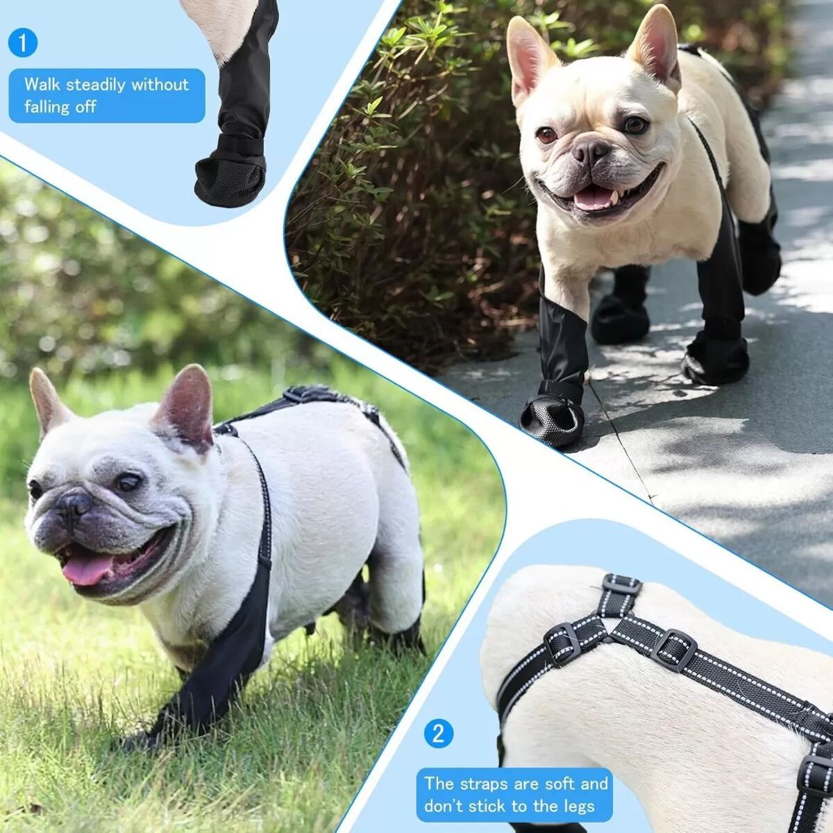 INF Chaussures antisalissure et antidérapantes pour chien - Protège les pattes, polyester respirant S