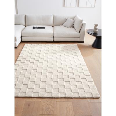 Teppich "Esmé, Hochflor-Teppiche, weich, Boho" Gr. 5, beige (natur), B:200cm H:23mm L:300cm, Kunstfaser, LEGER HOME BY LENA GERCKE, Teppiche, Teppich, Hoch-Tief-Struktur, Uni, Kästchen, Wohnzimmer, Schlafzimmer, Esszimmer