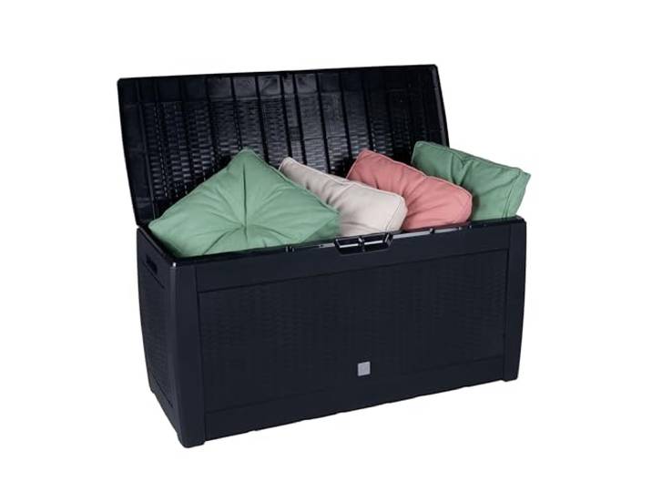 Lifetime Garden Coffre de Jardin Exterieur avec Couvercle - Coffre de Rangement - Coffre Extérieur de Jardin en Plastique 310L - Coffre de Jardin 119x48x60cm - Coffre à Coussins Étanche - Noir