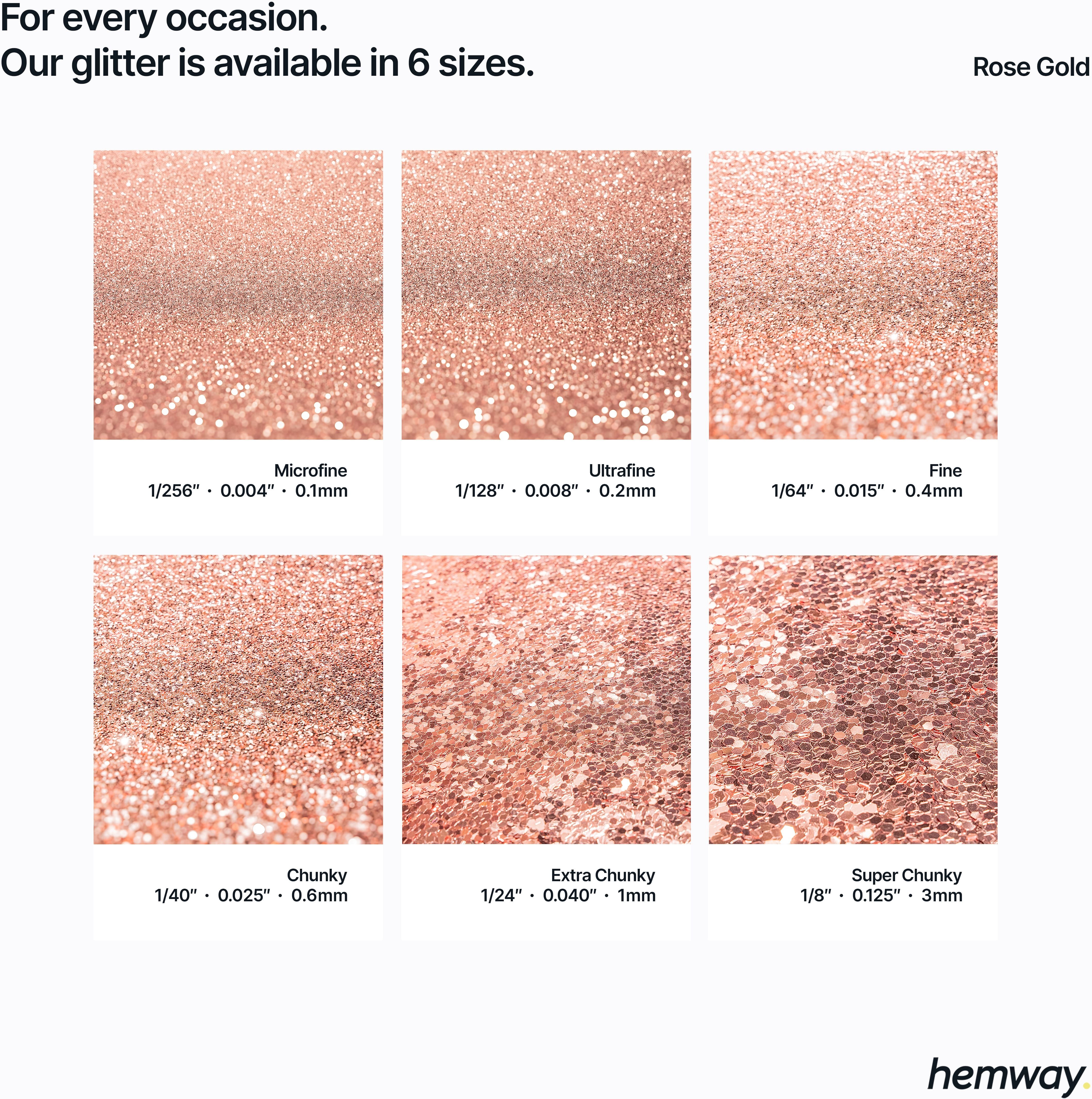 Hemway Glitter Ultra Sparkle 100g / 3.5oz   Rose Gold   Cosmetic, Festival, Crafts - Rose Gold - Fine 100g