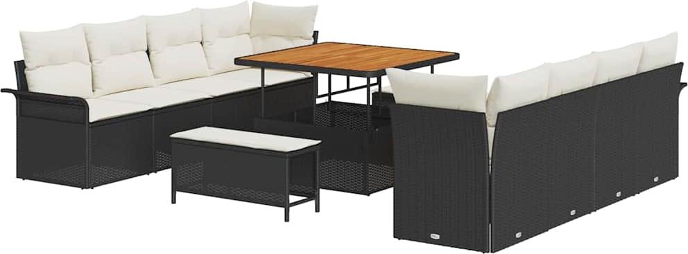 vidaXL Garten-Sofa-Set Schwarz