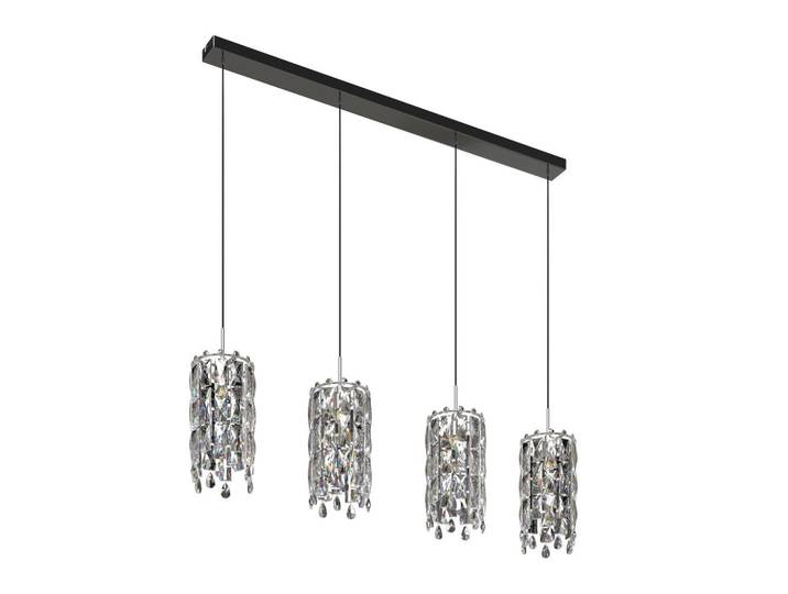 Glandor Hängeleuchte Hamilton, Chromfarben, Transparent, Metall, Glas, Uni, länglich, 14x150x118 cm, RoHS, CE, Lampen & Leuchten, Innenbeleuchtung, Hängeleuchten, Pendelleuchten