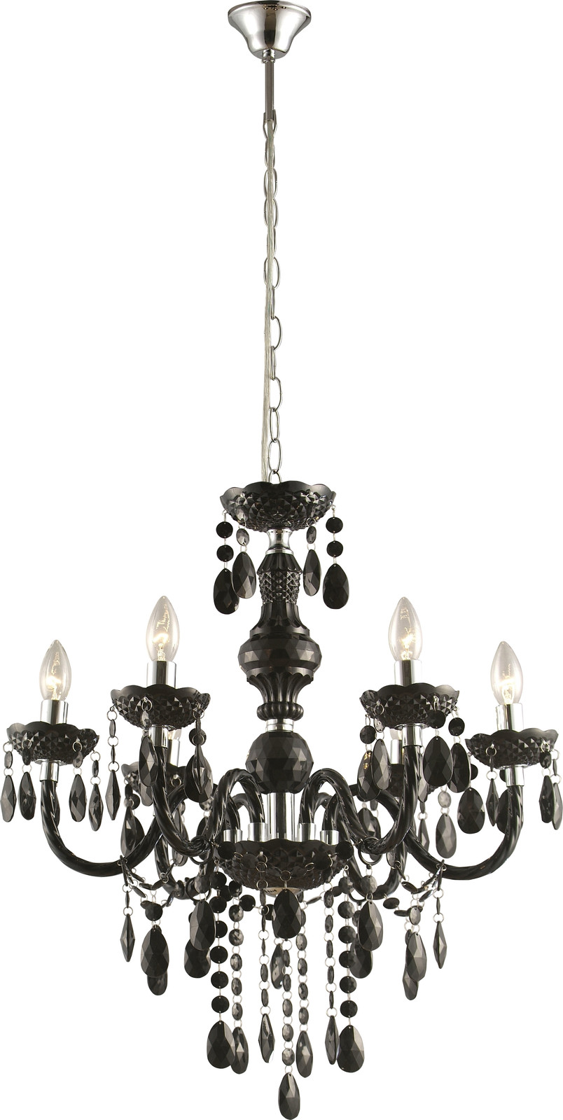 Globo Lighting Kroonluchter Cuimbra zwart chroom Ø 67 cm