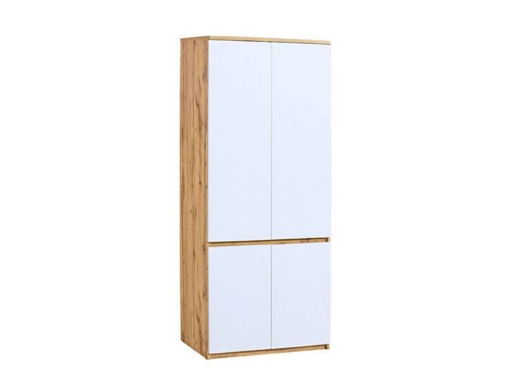 Feldmann-Wohnen Kleiderschrank Arcca (1-St) 80cm 4-türig Wotan Eiche / weiß
