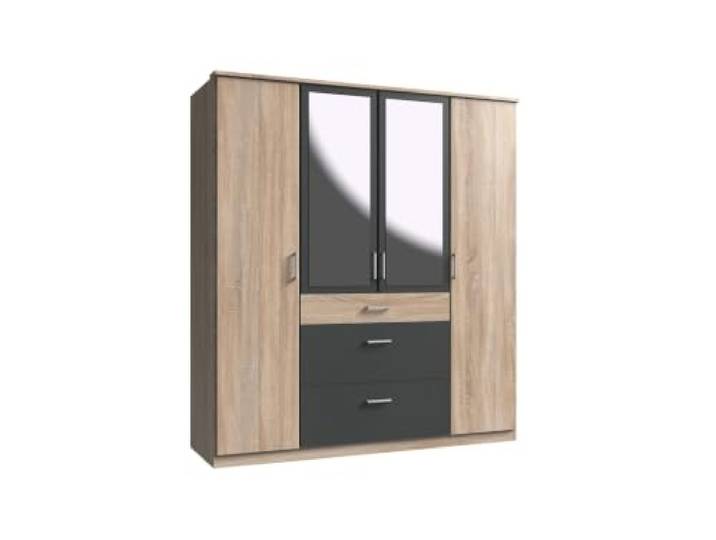 M Möbel-Direkt Deutschlands schnelle Möbel Kleiderschrank Click Eiche Sägerau, Grafit