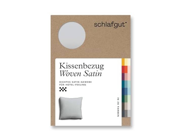 schlafgut Woven Satin Kissenbezug 80x80cm Grey Light, Hotelqualität seidig