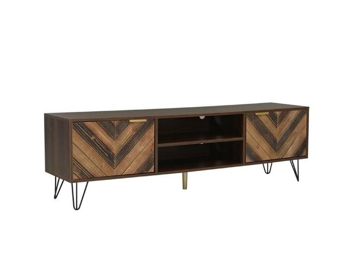 Meuble TV - GUTENT - Lowboard - 2 portes - Marron - Style scandinave moderne