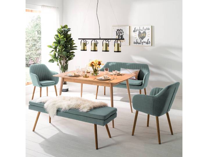 Banc 140 x 48 x 41cm Vert/Gris menthe Tissu Cors: Gris menthe