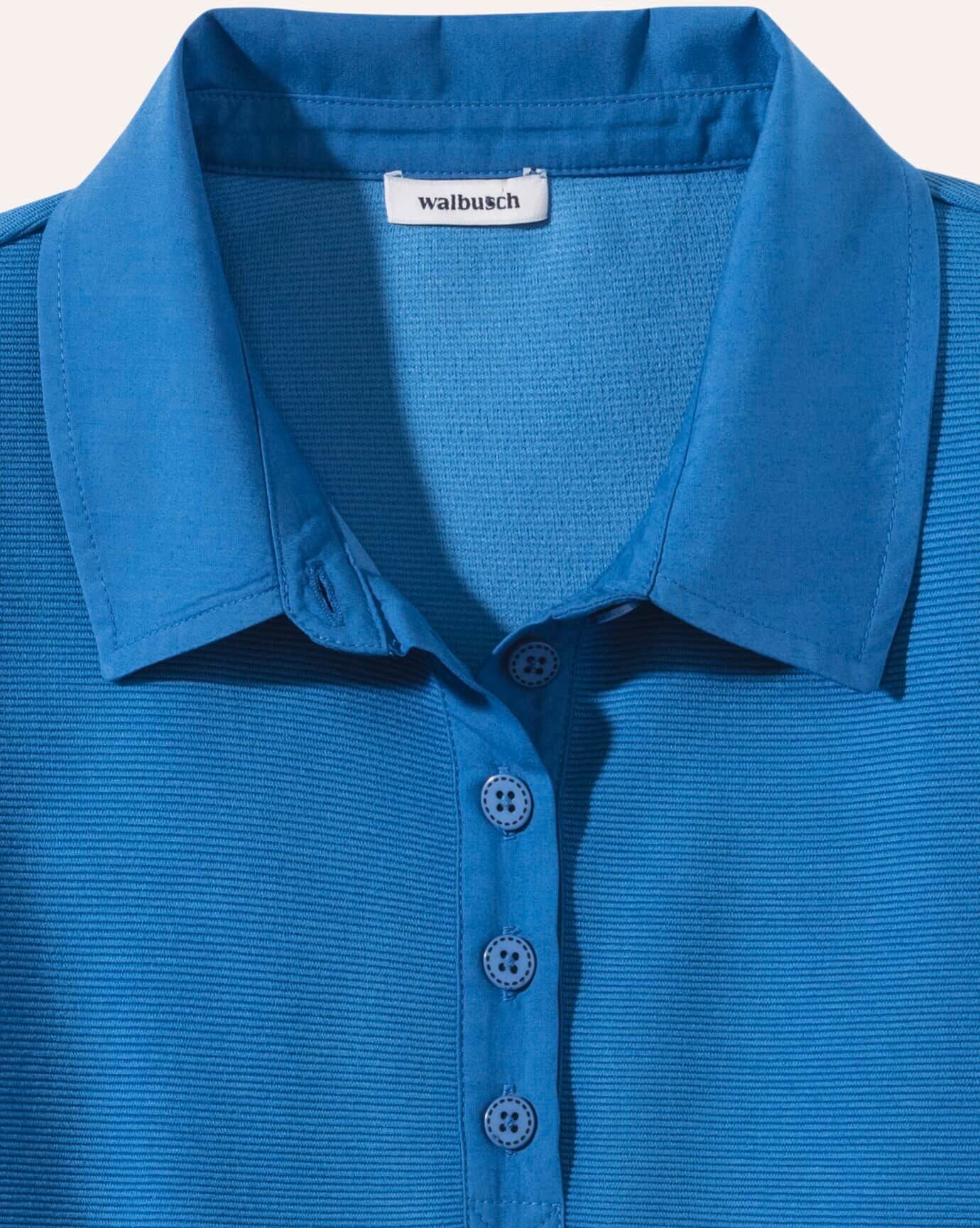 Walbusch Ottoman Polo, normale Größen, Farbe Blau, 42, elastische Ottoman-Struktur weicher Viskosemix Damen