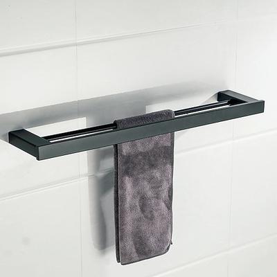 Multifunktions-Badezimmer-Accessoire, 1 Stück, beinhaltet Handtuchhalter/Kleiderhaken/Handtuchhalter/Zahnbürstenhalter/Seifenschalen und Badewannenregal aus Edelstahl zur Wandmontage in mattschwarz