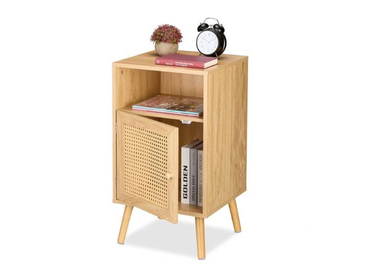 Relaxdays 2x Nachttisch im Rattan-Design