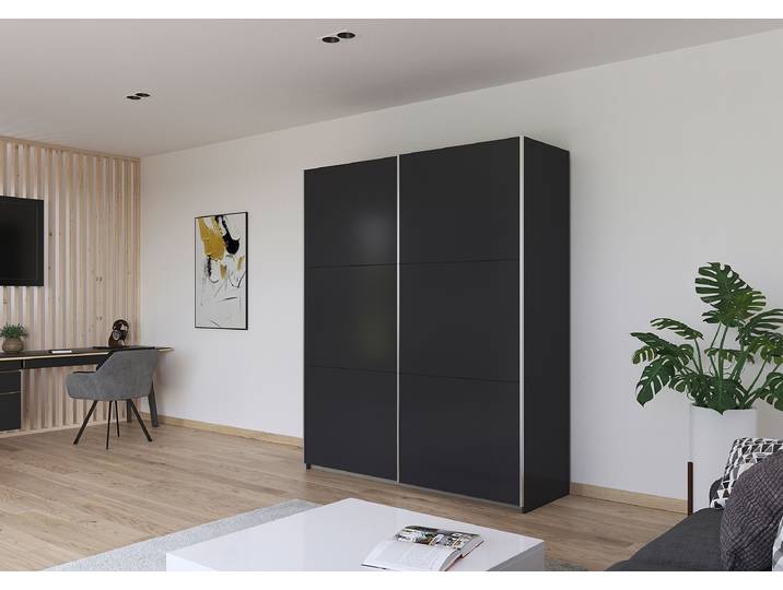 Schwebetürenschrank Kronach 175cm Grau/Graumetallic Basic Silber