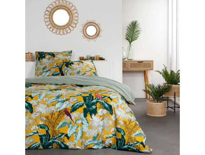 Housse de couette jaune 260x240 + 2 taies